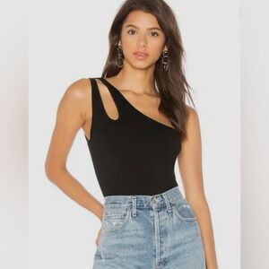 Lovers + Friends Black Asymmetrical Bodysuit